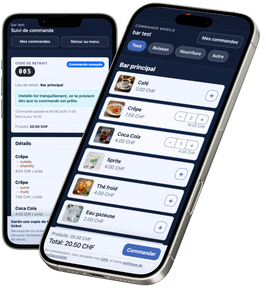 Aperçus mobiles flowndo du catalogue et du paiement