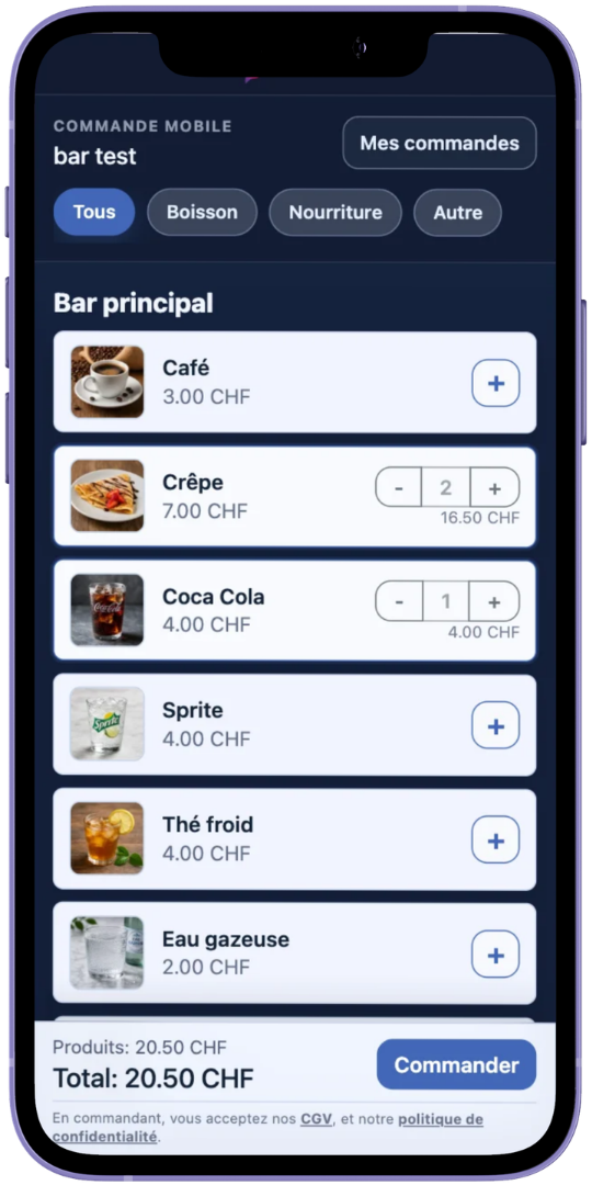 Parcours client flowndo sur mobile